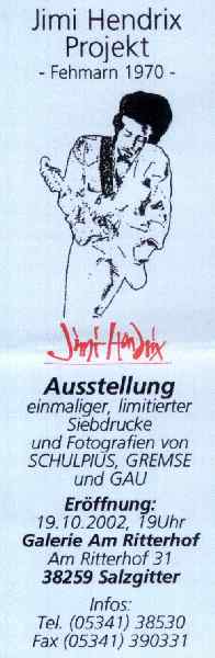 GALERIE AM RITTERHOF SALZGITTER/GERMANY - Jimi Hendrix Exhibition