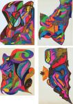 Jimi Hendrix, four original psychedelic abstract drawings